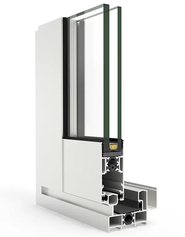 Sección del Sistema 4200 CORREDERA de Cortizo para puertas y ventanas correderas de aluminio