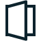 Icono de puertas y ventanas con bisagras